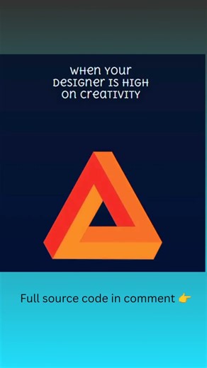 Penrose Triangle Illusion in Pure HTML & CSS! 😳✨ | Fun With Code | #shorts #htmlcss