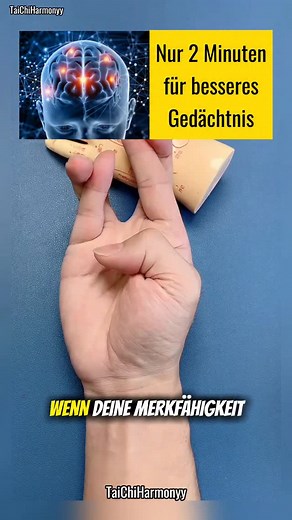 15K views · 820 reactions | Nur 2 Minuten täglich – und dein Gedächtnis wird spürbar klarer. ✨ Diese einfache Übung aktiviert das Gehirn und stärkt deine mentale Leistung. Mach sie zweimal am Tag, um sogar Demenz vorzubeugen. 易 . #GedächtnisStärken #GehirnTraining #MentaleKraft #KlarerKopf #DailyRoutine #DemenzVorbeugen #FokusSteigern #GesundBleiben #BrainHealth #SelfCare | TaiChi Harmonyy | Facebook