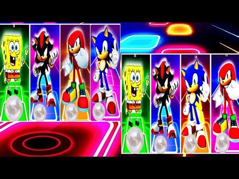 Sonic VS SpongeBob VS Knuckles Vs Shadow | Tiles Hop EDM Rush Epic |Coffin Dance 19 #4k