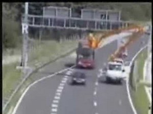 bus hits cherry picker crane