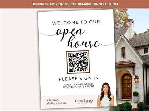 Open House Sign in Sheet Template – Editable Canva Design With QR Code - Etsy