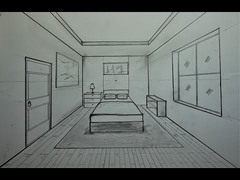 How to Draw a Simple Bedroom in One Point Perspective #5
