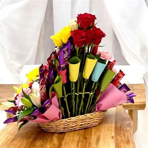 Chocolate and Flower Delight Basket