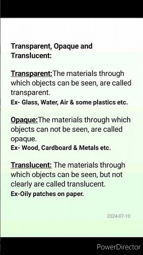 Class-6. Science # Transparent, Opaque & Translucent.