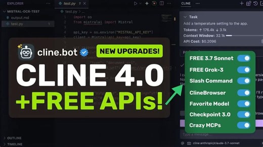 Cline (Upgraded)   Free APIs & Crazy MCPs: I MIGHT SWITCH BACK TO CLINE!