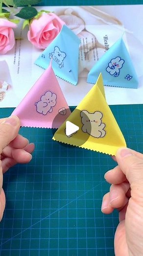 paper crafts creator | A simple and fun triangular blind bag, there are surprises when you open it. #handmade #origami #blindbox #handmade #diy #origami #tutorial... | Instagram