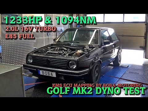 Boba Golf MK2 2.0L 16V Turbo 1233HP on Dyno Video