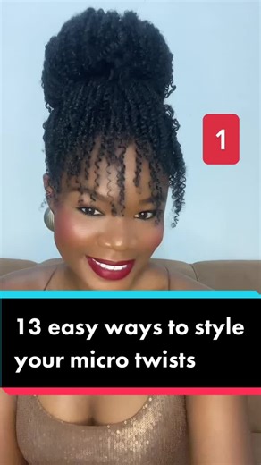 Twists doesn’t have to be boring , here are 13 ways you can style yours❤️. #microtwist #micropassiontwist #micropassiontwists #microtwists #microtwiststyles #blackgirltiktok #minitwists #nyechi #hairinspo