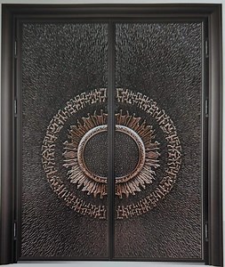 [Hot Item] European Modern Design Residential Metallic Stainless Steel Exterior Security Steel/Metal/Iron Front Entry Door with Sidelite