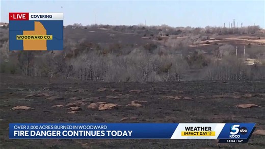 Scorched earth remains after wildfire breaks out in Woodward, Oklahoma