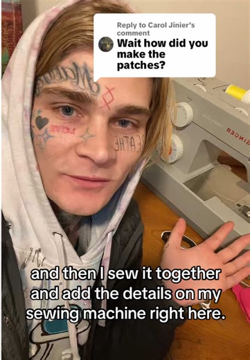 Replying to @Carol Jinier everything is cut by hand with my trusty scissors, and then sewn on my sewing machine! #wearableart #sewingtiktok #applique