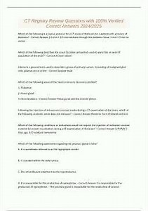 CT Registry Review Questions with 100 Verified Correct Answers 2024/2025