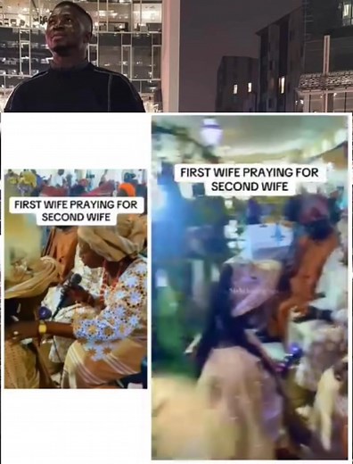 Video of first wife praying for her husband’s new bride on their wedding day A video making rounds online shows a first wife emotionally praying for her husband’s new bride during their wedding ceremony. In the clip, the woman is seen laying hands on the second wife as she blesses her union with their husband. 📹: TT/mercykalaga. | Peter Ibeto