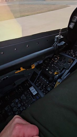 F-16 Yellow Canopy and Cockpit View at Sunset