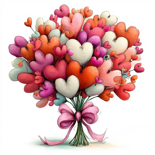 Heart Bouquet Clipart Set, 14 JPG Love Heart Flowers, Romantic Valentine Bouquet Art, Wedding Love Graphics - Etsy