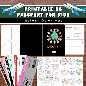 Printable US Passport for Kids - Pretend Travel Fun With Passport & Boarding Pass Templates! - Etsy