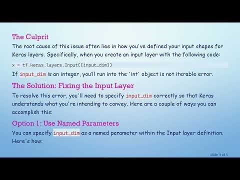 Solving the int Object Not Iterable Error in Keras