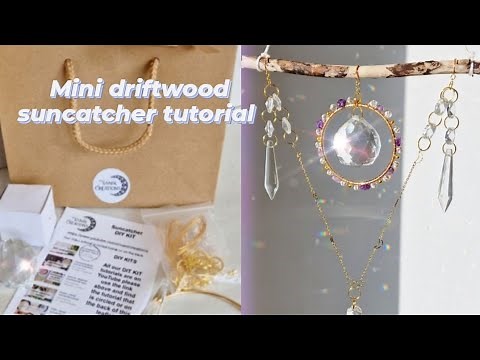 mini driftwood DIY crystal suncatcher. how to make a driftwood crystal suncatcher