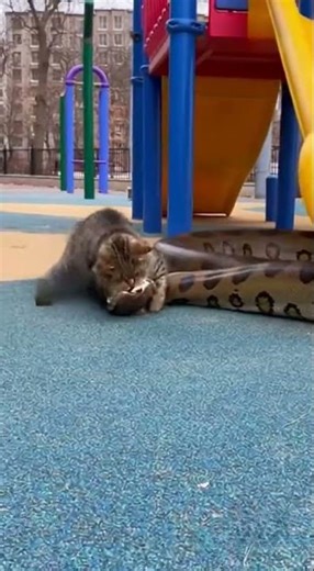 Playground Siege — House Cat vs Escaped Python #Shorts