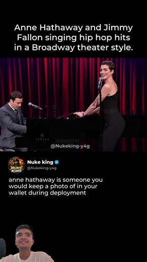 Anne Hathaway sings In Da Club Broadway style with Jimmy Fallon