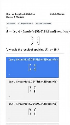 Swap Rows in Matrix A 12th Math