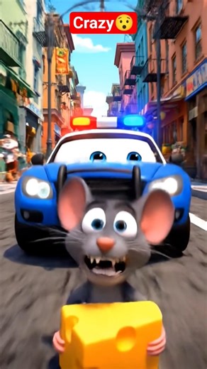 Crazy Police Cat Chases Thief Rat in a Wild Car Chase! 🐱🚓🐭 #shorts
