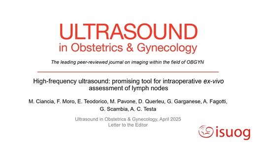 3.2K views · 35 reactions | New #UOGjournal videoclip on the use of high-frequency ultrasound, a promising tool for intraoperative ex-vivo assessment of lymph nodes. The Letter to the Editor by Ciancia et al. can be accessed here: https://bit.ly/3EgJJUB #LoveUltrasound #WomensHealth #HealthResearch | International Society of Ultrasound in Obstetrics and Gynecology (ISUOG) | Facebook