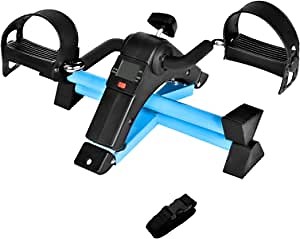 Under Desk Bike Pedal Exerciser, Physical Therapy Equipment Mini Folding Home Exercise Equipment Leg Hand Exerciser (Blue)