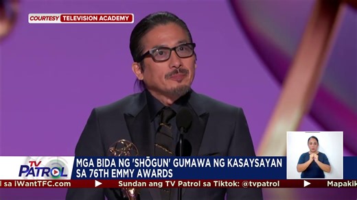 Gumawa ng kasaysayan ang mga bida ng seryeng “Shogun” matapos manalo sina Hiroyuki Sanada at Anna Sawai bilang best lead actor at actress in a drama series sa 76th Emmy Awards. BASAHIN: https://abscbn.news/3BeJ6c5 | TV Patrol