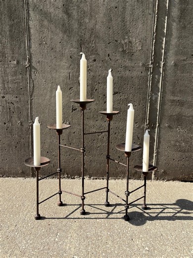 Vintage Hand Forged Wrought Iron Style Candlestick, Articulating Metal Candleholder, Rustic Primitive Candelabra, Farmhouse, Minimal Decor - Etsy