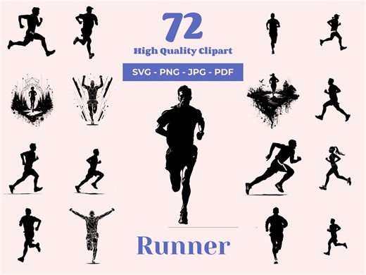 Runner Silhouette SVG Bundle: Athletic Clipart Designs (digital Download) - Etsy