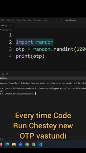 Python OTP Generator in 10 Seconds 😳 | Python Projects for Beginners #python