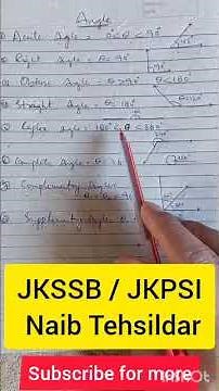 Types of Angles || JKSSB || JKPSI || NAIB TEHSILDAR #jkssb #jkpsi #easymaths