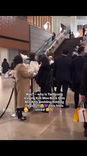 Taehyung attending Kim Woo Bin & Shin Min Ah’s wedding… and leaving with flowers?! 😭💜 Why does this feel straight out... more