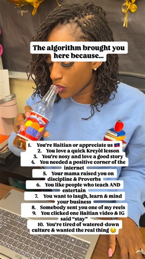 🇭🇹Mrs. B | Motherhood | Teacher | Style on Instagram: "If this landed on your page today… the algorithm clearly knows you. 😌✨ Whether you came for the culture, the Kreyòl, the laughs, or the love — welcome home. Thank you for rocking with me, learning with me, and helping this little corner of the internet grow the way it has. We’re just getting started. 🇭🇹🖤 Drop a “👋🏾” if the algorithm got it right. #haiti #haitian #growingupHaitian #socialmedia"
