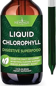 NEW AGE Chlorophyll Liquid Drops - Natural Concentrate – Energy Booster, Digestion and Immune System Supports, Internal Deodorant, Liver Function - (2 Fl Oz (Pack of 1))