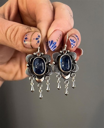 Handcrafted Kyanite Sterling Silver Earrings - Etsy
