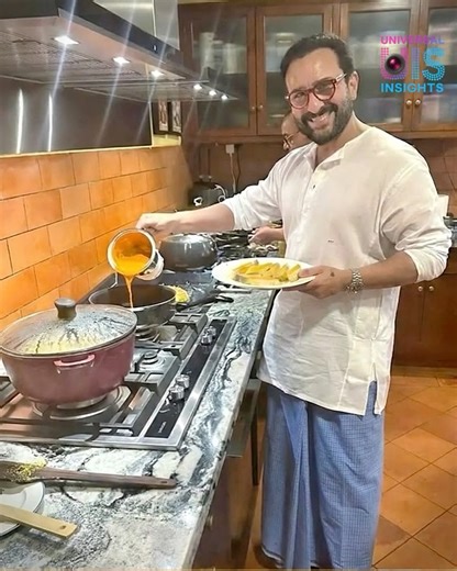 Saif Ali Khan Making Pakodas in Lungi with Karishma Kapoor, Kareena Kapoor at Winter