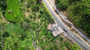 4K aerial footage of the Bali forest (Asia, Indonesia). Island full of vegetation and fauna with a mild climate. A tourist destination where you can relax in luxurious hotels.