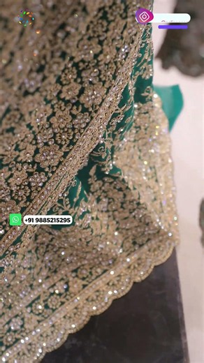 SKU: ARNG-4753 "The Persian Green" Premium Designer Saree with Veil||Georgette||Crystals||Zari