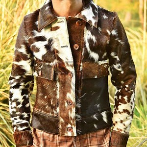 Handmade Hair-on Cowhide Leather Jacket - Western Ranch Wear - Etsy