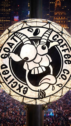 🐐✨ Excited Goat takes the drop ✨🐐 Did you know the Constellation Ball has a new upgraded look this year? : Why it’s legendary: • All new design, featuring the Excited Goat logo shining front and center • Largest ball in history • 12.5 feet of pure goat greatness • Over 12,000 pounds (built sturdy… like our caffeine habits) • Wrapped in 5,280 circular crystal panels, replacing the old sharp edges with smooth, bold curves — because goats evolve All of its true information except the Excited Goat