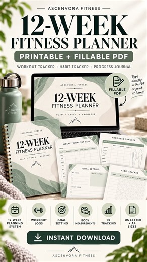 Fitness Planner Setup | 12 Week Workout Tracker & Fitness Journal