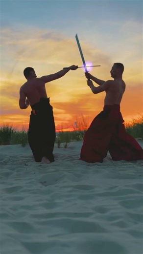 Samurai VS Shaolin with sword at sunset! #darkscopa #shorts #martialarts #fighting #parkour #action