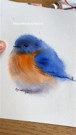 5 mins cute bird Watercolor painting #easywatercolorart #watercolourpaint #birdwatercolor