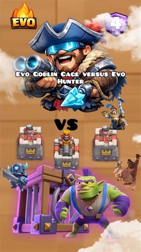 Evo Hunter vs Evo Goblin Cage 🏹 Who Protects the Tower Best? #ClashRoyale #Shorts