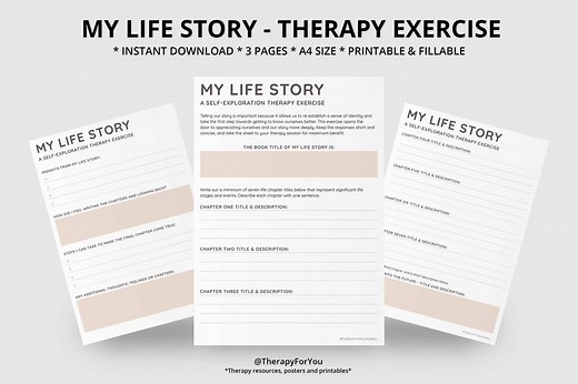 Life Story Narrative Therapy Printable Interactive Worksheet Journal Inserts Planner Notebook Self Help Mental Health Counseling Aid CBT DBT - Etsy