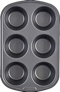 GoodCook Everyday Nonstick Steel Jumbo Texas Muffin Pan, 6-cup, Gray