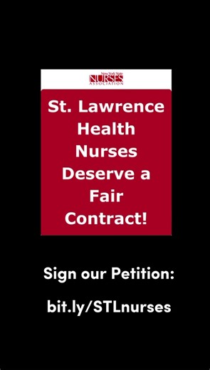 1.3K views · 27 reactions | Nurses who care for our community deserve to be cared for too! Show your support and sign St Lawrence Health nurses’ petition demanding safe staffing and a fair contract! Sign the petition here https://nysna.salsalabs.org/stlawrence-nysna-faircontract/index.html | New York State Nurses Association | Facebook