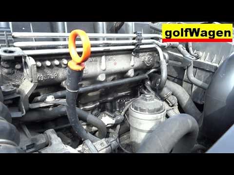 VW Golf 5 1,9 TDI how to replace glow plug and engine leaking examination